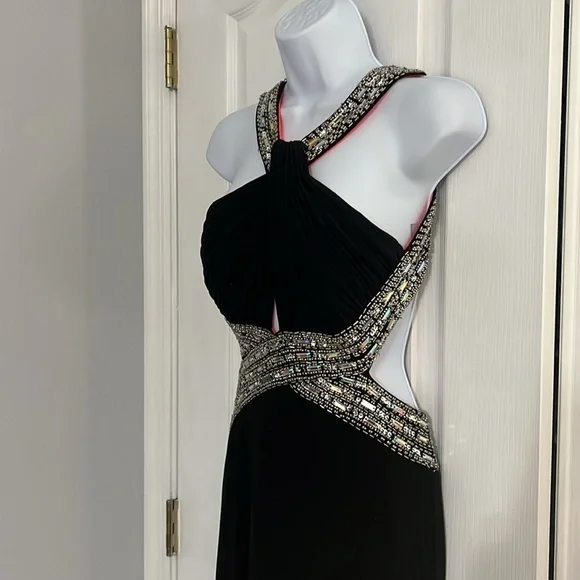 Adam Black Backless Halter Gown - Picture 4 of 9